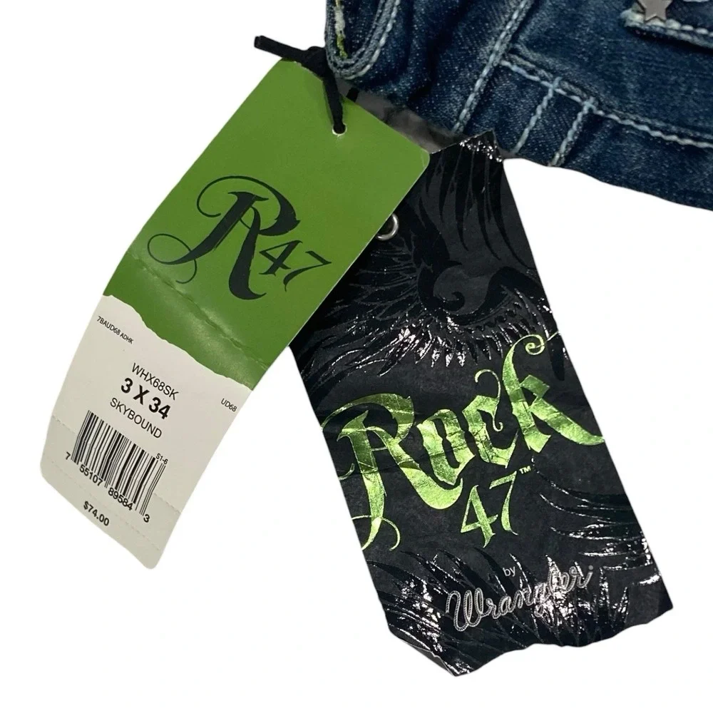 Wrangler Rock 47 Ultra‎ Low Rise Bootcut Jeans Size 3 x 34 (32.5) Bling NWT